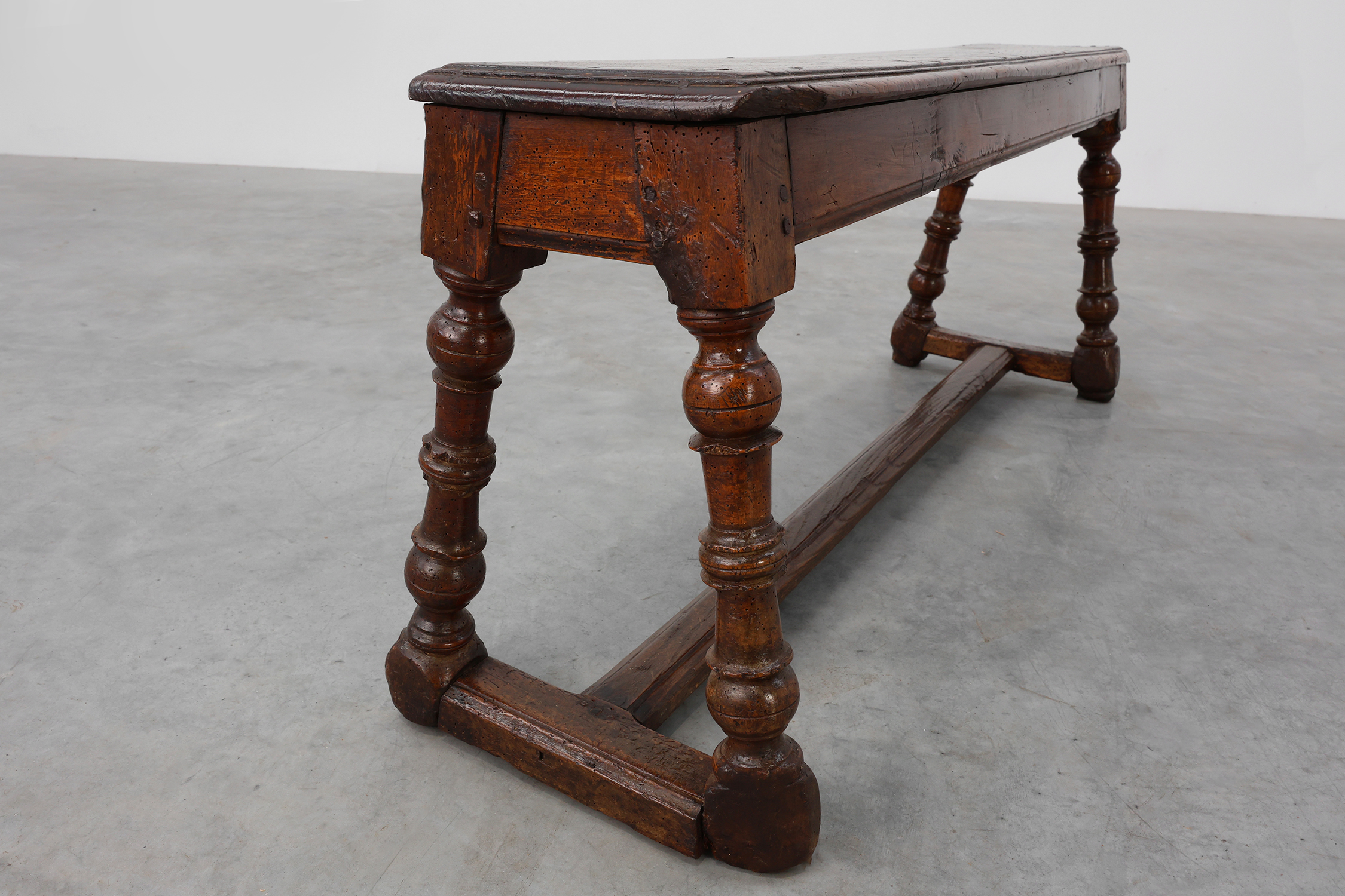 Antique English oak farmhouse bench, UK ca. 1850thumbnail